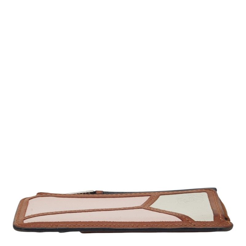 Loewe Anagram Puzzle Coin Case Card Brown Pink White Leather