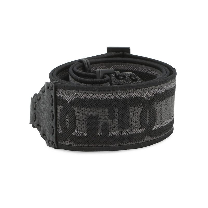 Fendi Shoulder Strap You Fflogo Canvas Leather Black