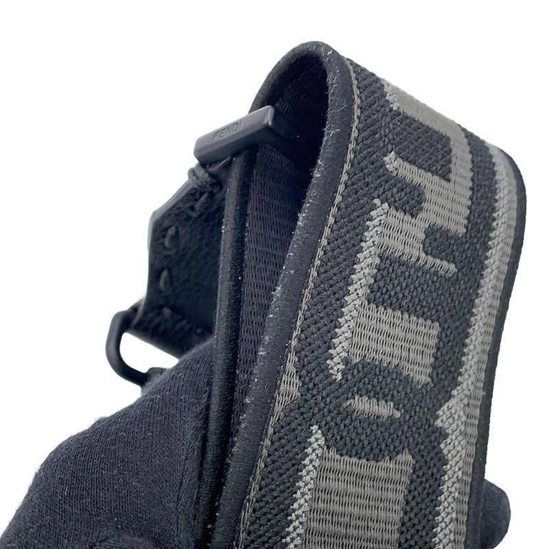 Fendi Shoulder Strap You Fflogo Canvas Leather Black