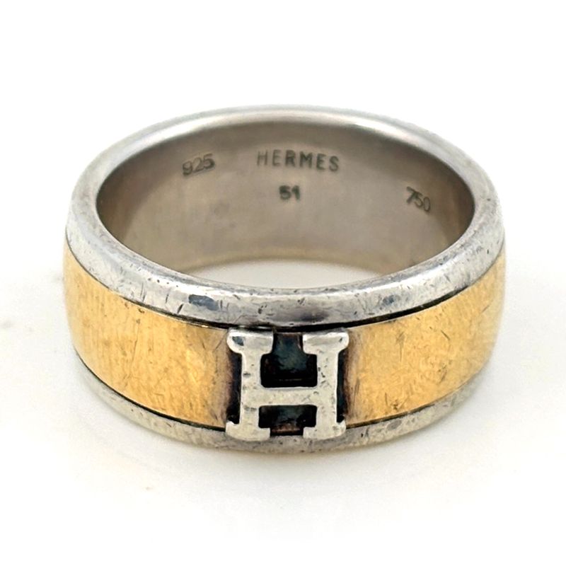 Hermes Ring Hlogo . 750 Silver Gold