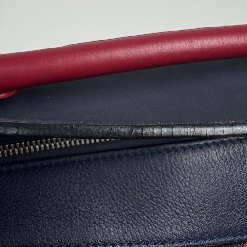 Loewe Puzzle Bag Handbag Leather Navy Red