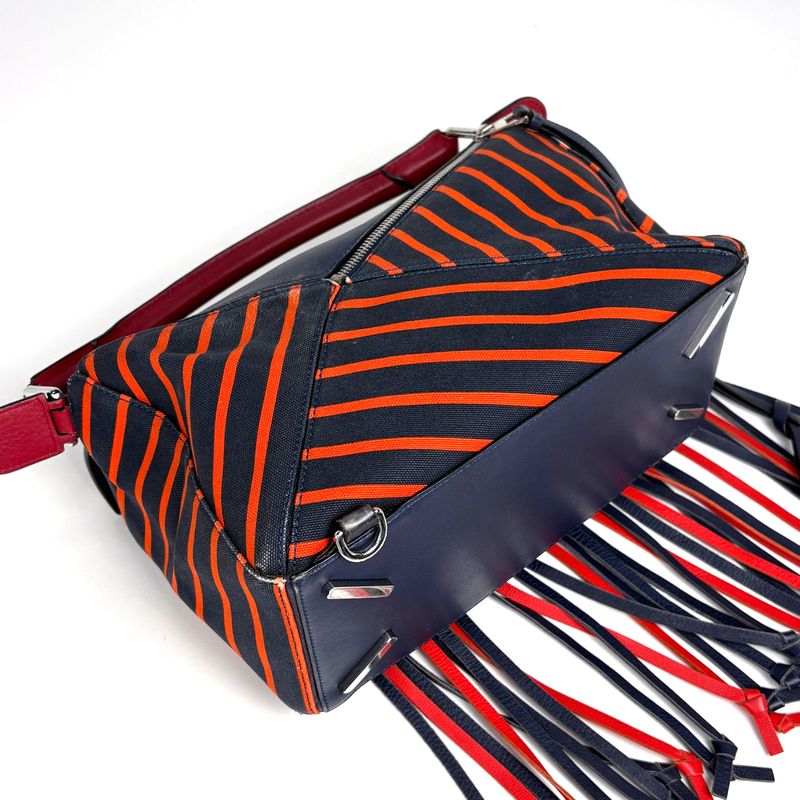 Loewe Puzzle Bag Handbag Leather Navy Red