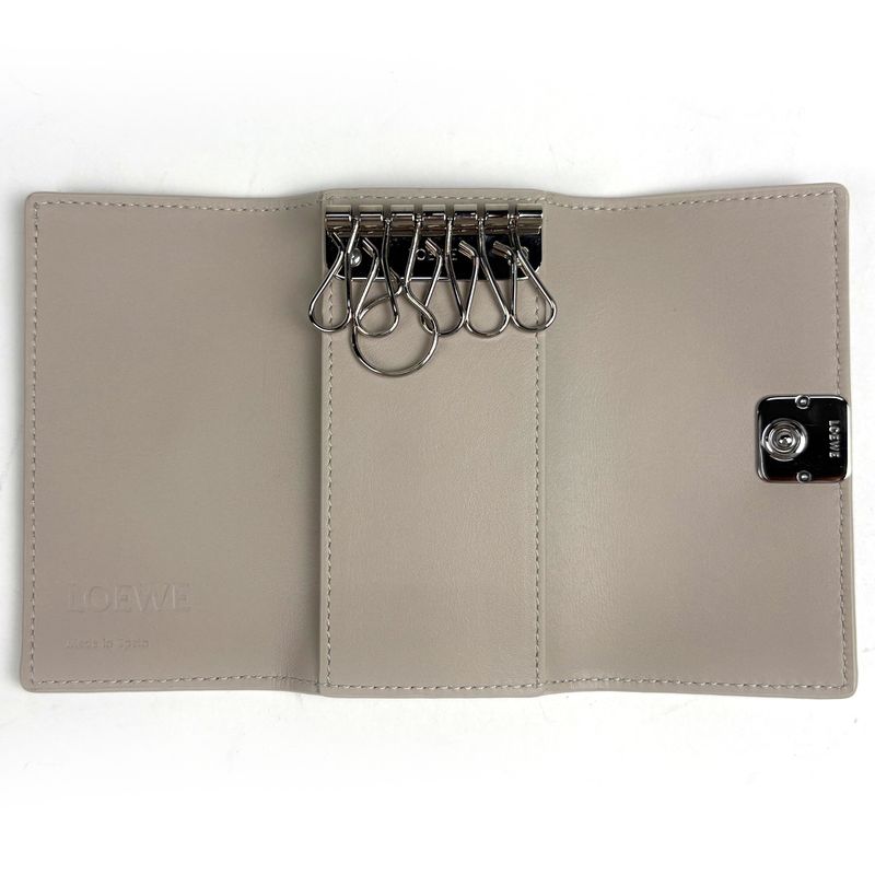 Loewe Anagram 6 Row Key Case Key Hook Leather Beige Key Holder