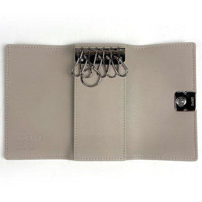 Loewe Anagram 6 Row Key Case Key Hook Leather Beige Key Holder