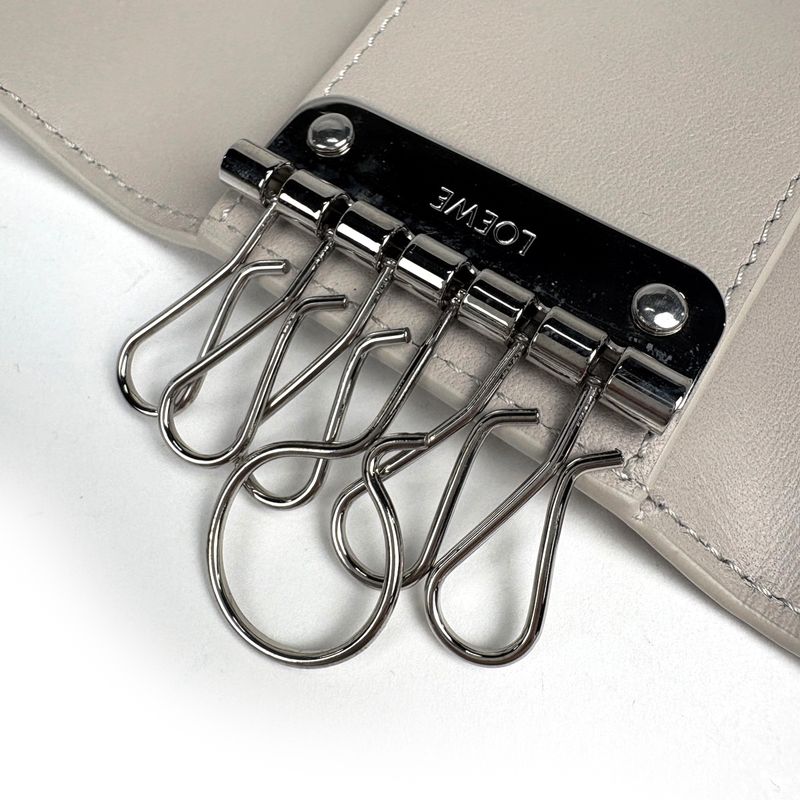 Loewe Anagram 6 Row Key Case Key Hook Leather Beige Key Holder