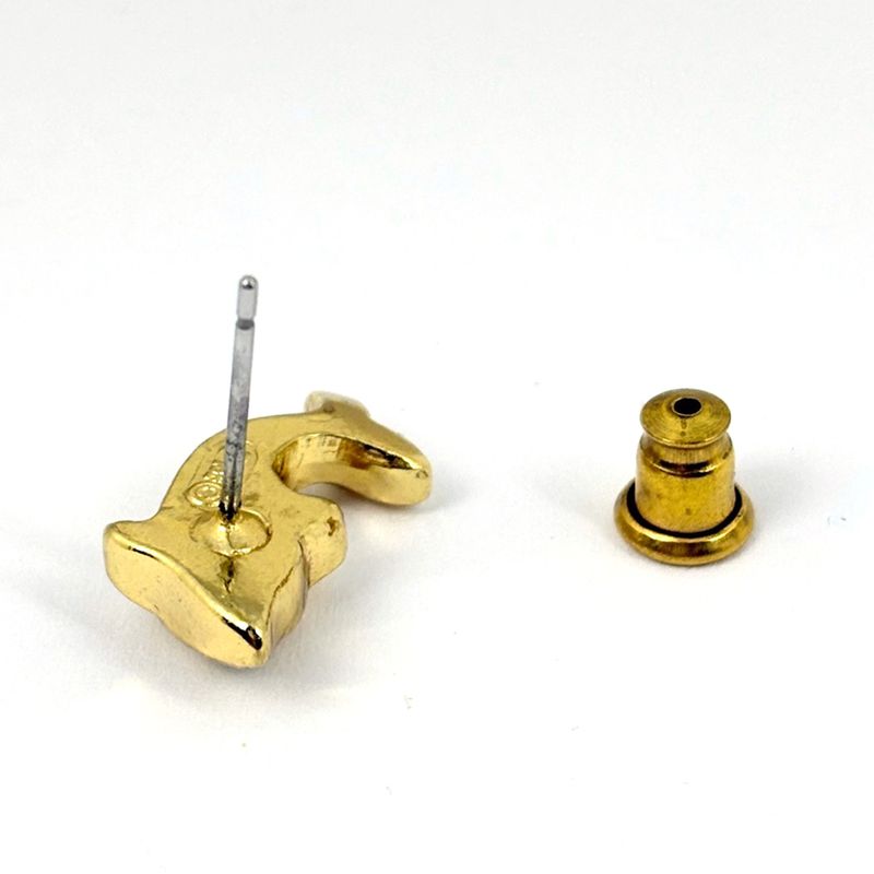 Dior Line Stone Earrings Dolphin Motif Gold Plated