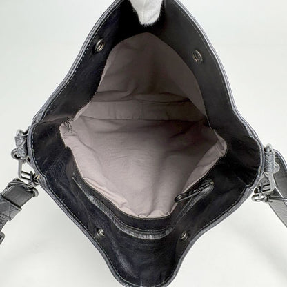 Bottega Veneta Intrecciato Scorpito Shoulder Bag Leather Black