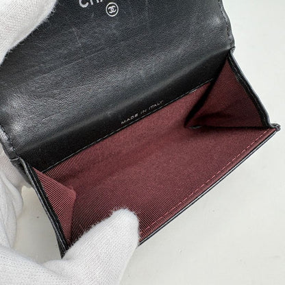 Chanel CC Logo Card Case Quilted Leather Black