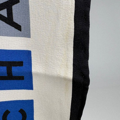 Hermes CC Logo Scarf Silk Blue Black Multicolor