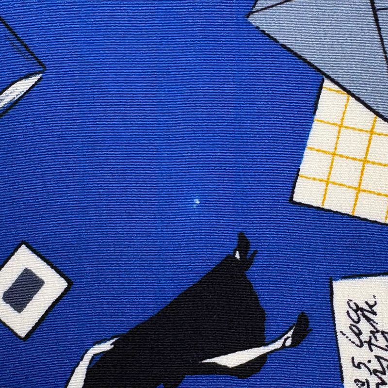 Hermes CC Logo Scarf Silk Blue Black Multicolor