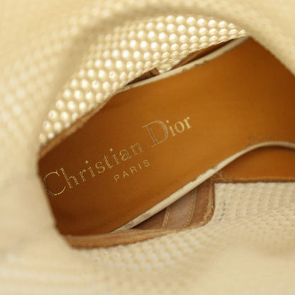 Dior Empreinte Long Boots Amond Toe Chunky Heel Mesh Leather White YT
