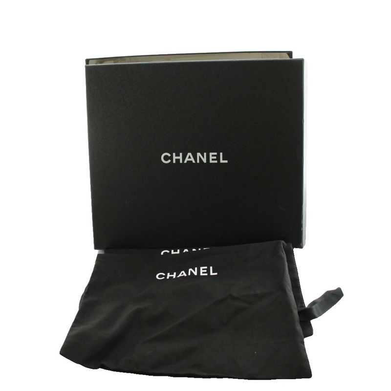 Chanel CC Logo Short Boots Lace Up Pearl 37 Black