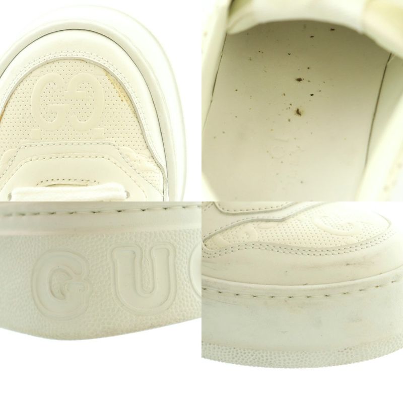 Gucci GG Embossed Leather Sneakers Shoes 36 23.0 cm White
