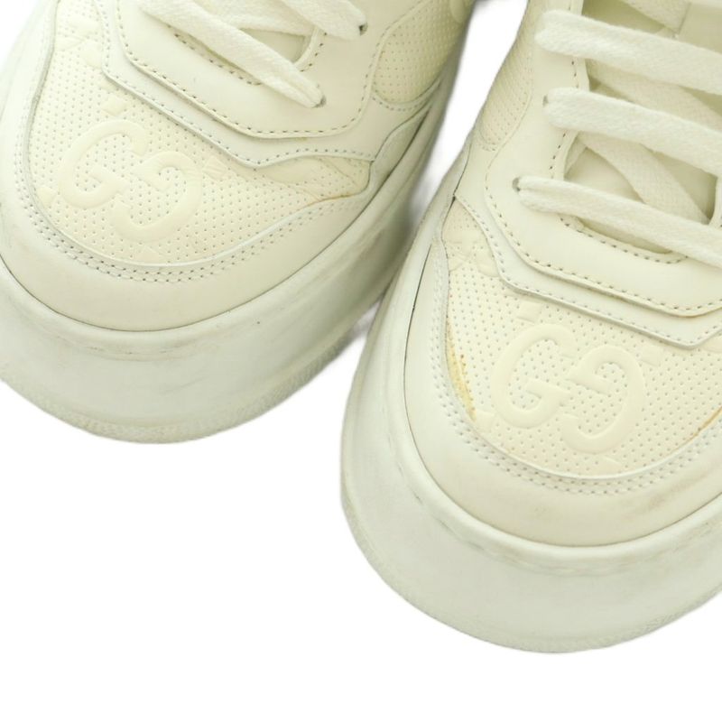 Gucci GG Embossed Leather Sneakers Shoes 36 23.0 cm White