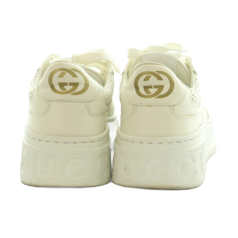Gucci GG Embossed Leather Sneakers Shoes 36 23.0 cm White