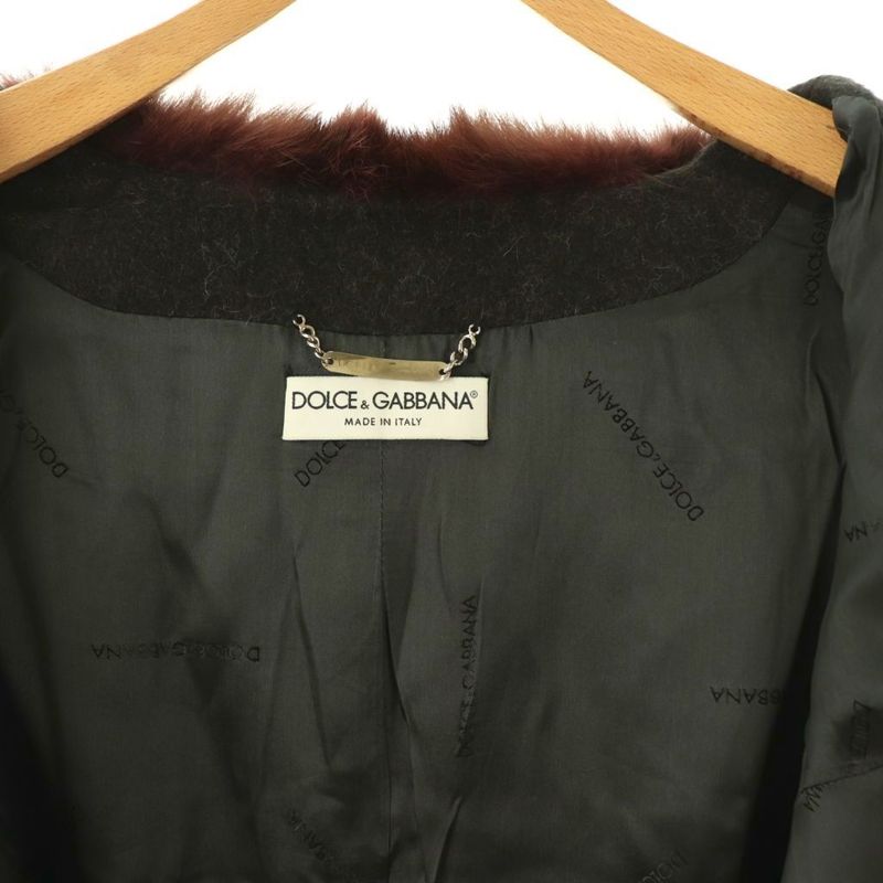Dolce & Gabbana D&g Alpaca Coat Outer Long Fur 44 Charcoal Brown DO