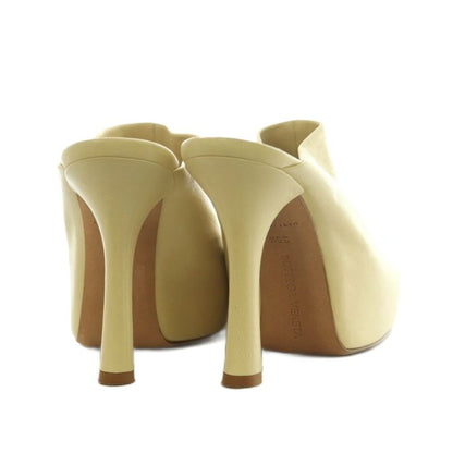 Bottega Veneta Mule Sandals Square Toe High Heel Platform 36.5 23.5 cm Ivory