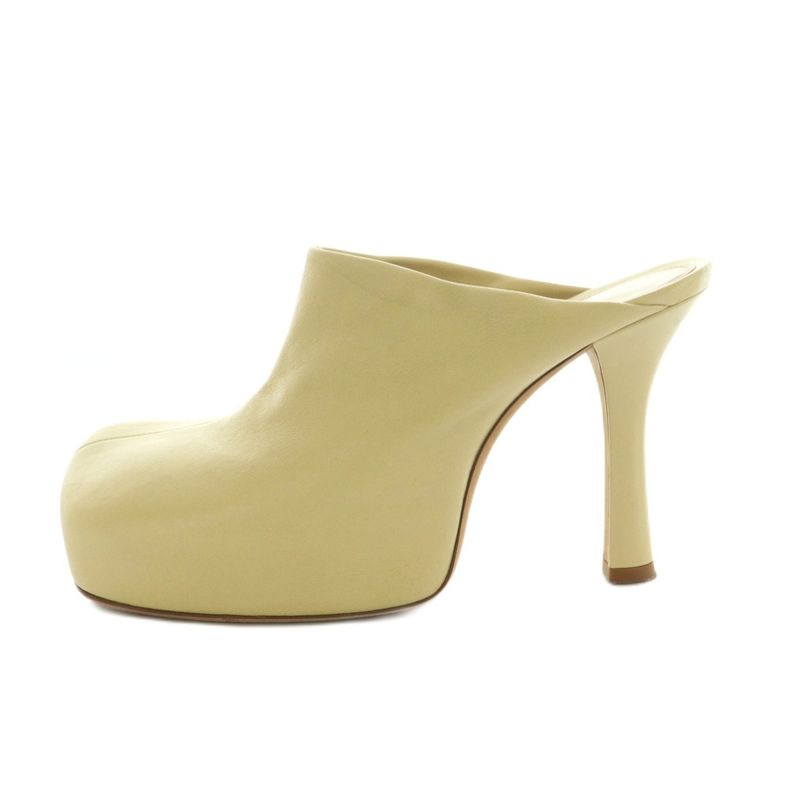 Bottega Veneta Mule Sandals Square Toe High Heel Platform 36.5 23.5 cm Ivory