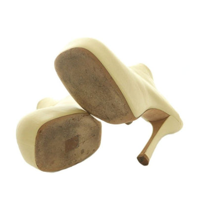 Bottega Veneta Mule Sandals Square Toe High Heel Platform 36.5 23.5 cm Ivory
