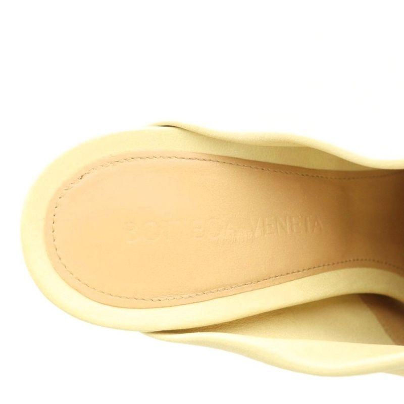 Bottega Veneta Mule Sandals Square Toe High Heel Platform 36.5 23.5 cm Ivory