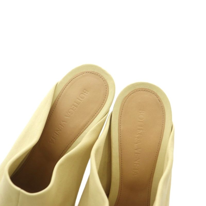 Bottega Veneta Mule Sandals Square Toe High Heel Platform 36.5 23.5 cm Ivory