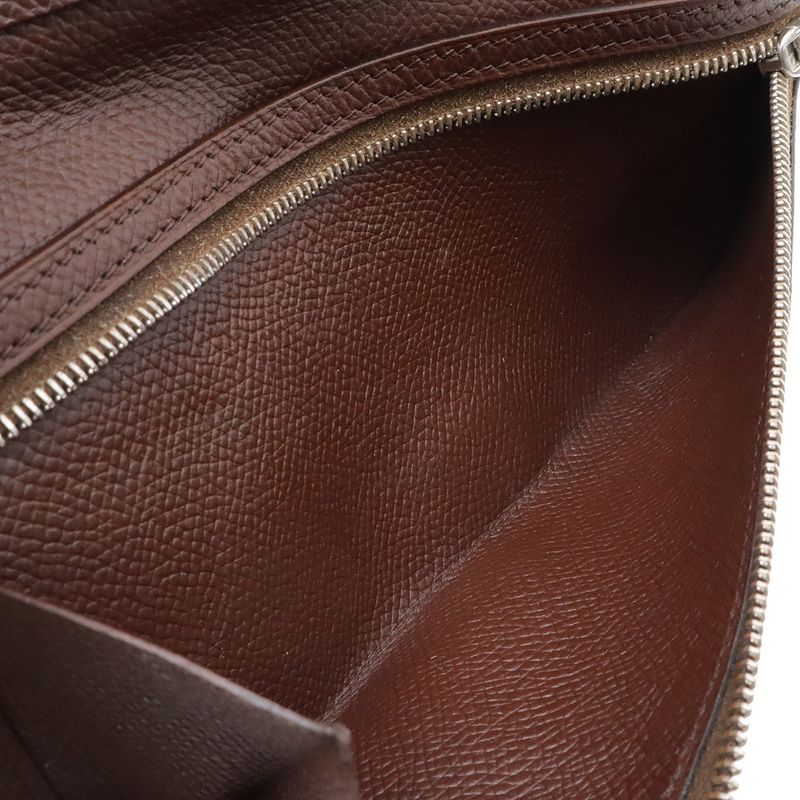 Hermes Bearn Classic Bifold Wallet Veau Epsom Dark Brown Silver