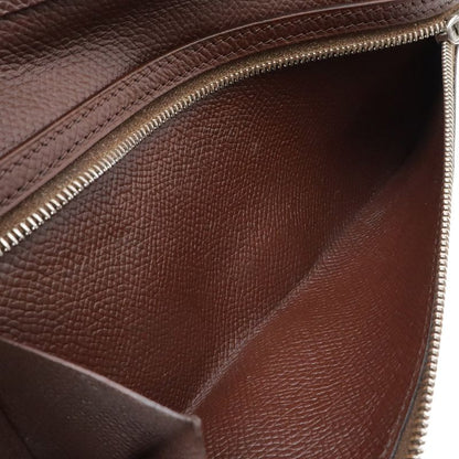 Hermes Bearn Classic Bifold Wallet Veau Epsom Dark Brown Silver