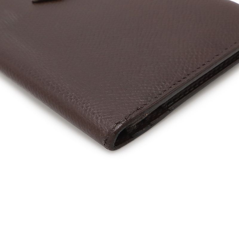 Hermes Bearn Classic Bifold Wallet Veau Epsom Dark Brown Silver