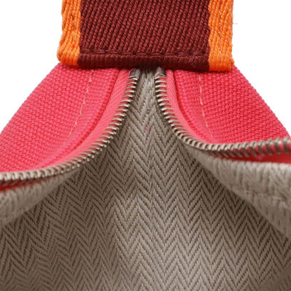 Hermes Bride-a-Brac PM Bath Pouch Cosmetic Handbag Canvas Hibiscus Pink