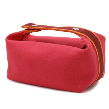 Hermes Bride-a-Brac PM Bath Pouch Cosmetic Handbag Canvas Hibiscus Pink