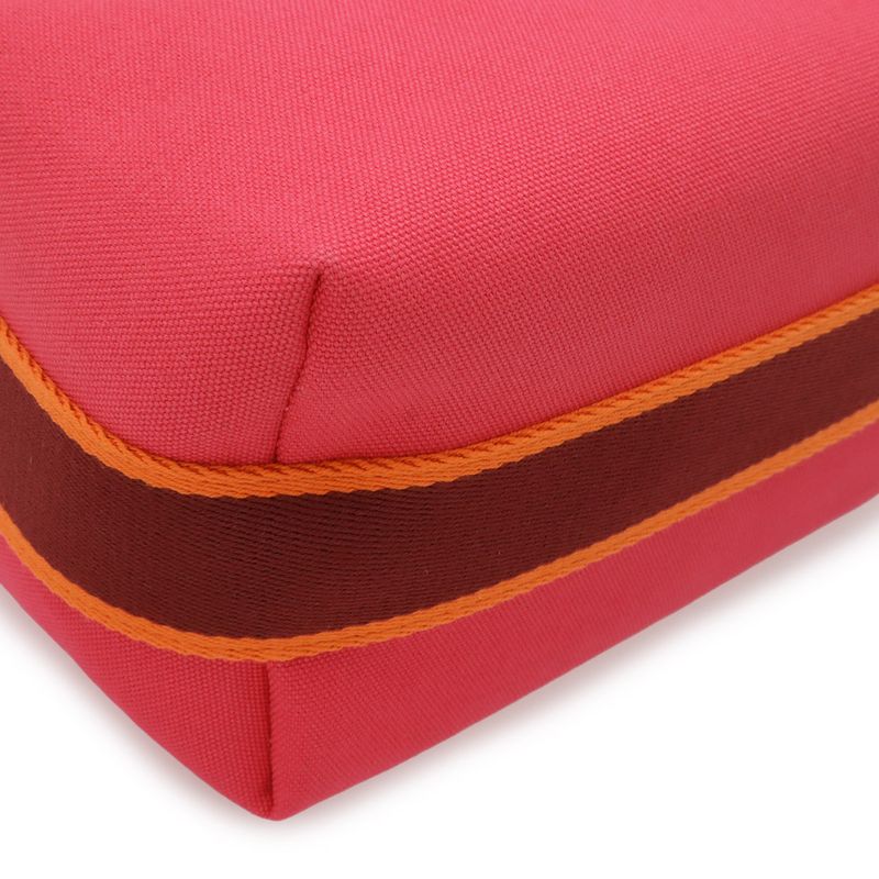 Hermes Bride-a-Brac PM Bath Pouch Cosmetic Handbag Canvas Hibiscus Pink