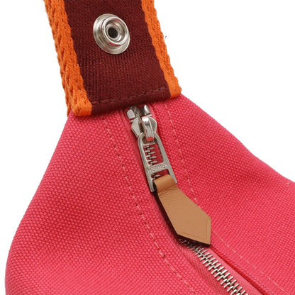 Hermes Bride-a-Brac PM Bath Pouch Cosmetic Handbag Canvas Hibiscus Pink