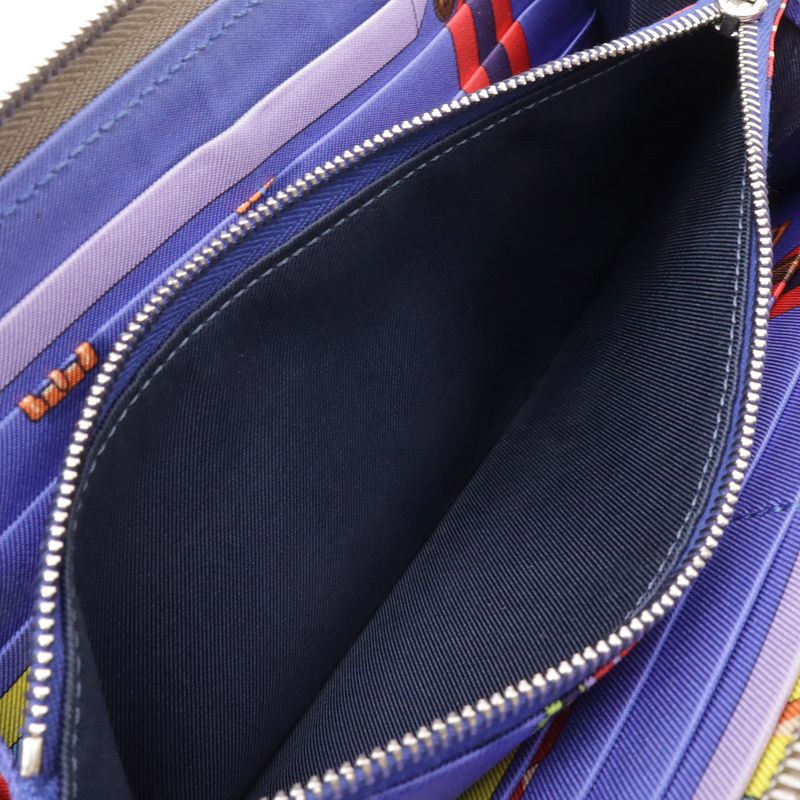 Hermes Azap Long Silk in Zip Around Wallet Veau Etoupe Grey Silver