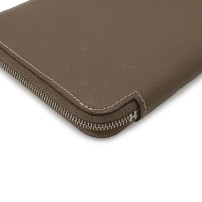 Hermes Azap Long Silk in Zip Around Wallet Veau Etoupe Grey Silver