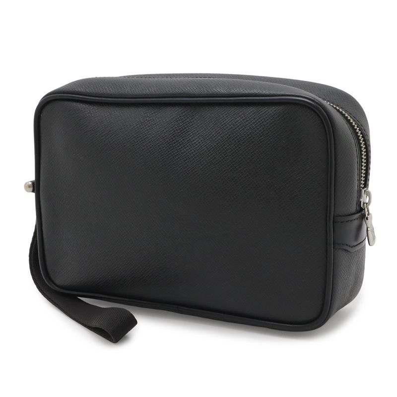 Louis Vuitton Taiga Clutch Handbag Leather Ardoise Black