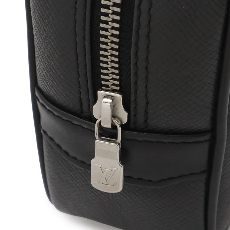 Louis Vuitton Taiga Clutch Handbag Leather Ardoise Black