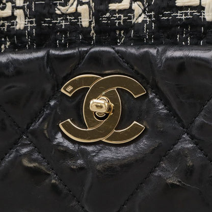 Chanel CC Logo Portobello Quilted Tote 2-Way Shoulder Bag Chain Leather Tweed