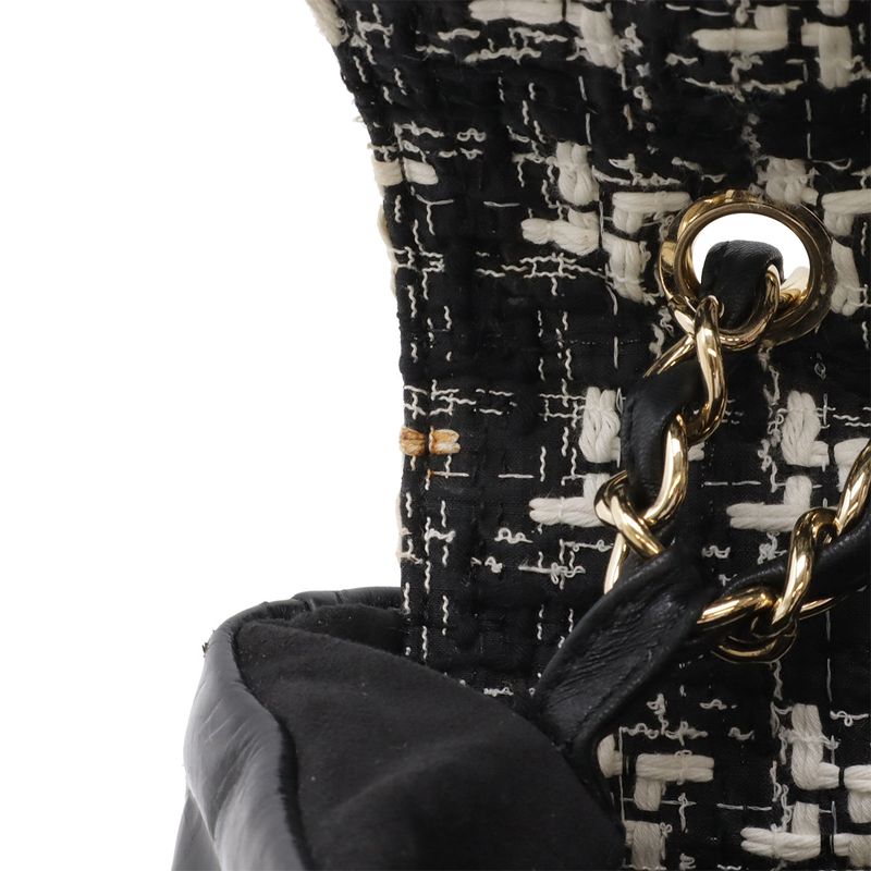 Chanel CC Logo Portobello Quilted Tote 2-Way Shoulder Bag Chain Leather Tweed
