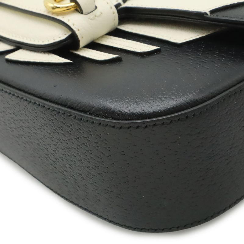 Gucci Adidas Collaboration Horsebit Shoulder Bag 2-Way Clutch Leather Black