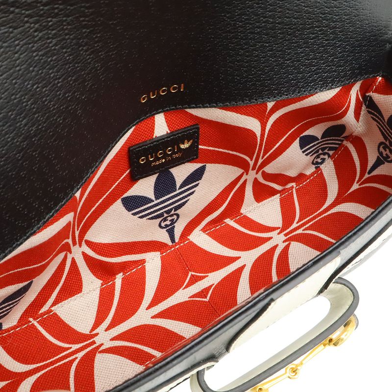 Gucci Adidas Collaboration Horsebit Shoulder Bag 2-Way Clutch Leather Black