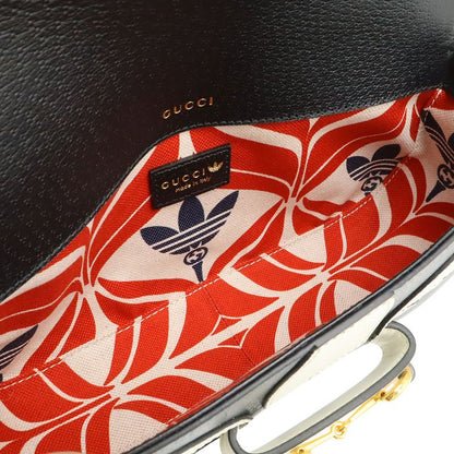 Gucci Adidas Collaboration Horsebit Shoulder Bag 2-Way Clutch Leather Black