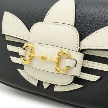 Gucci Adidas Collaboration Horsebit Shoulder Bag 2-Way Clutch Leather Black
