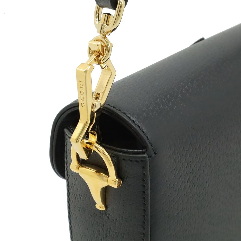 Gucci Adidas Collaboration Horsebit Shoulder Bag 2-Way Clutch Leather Black