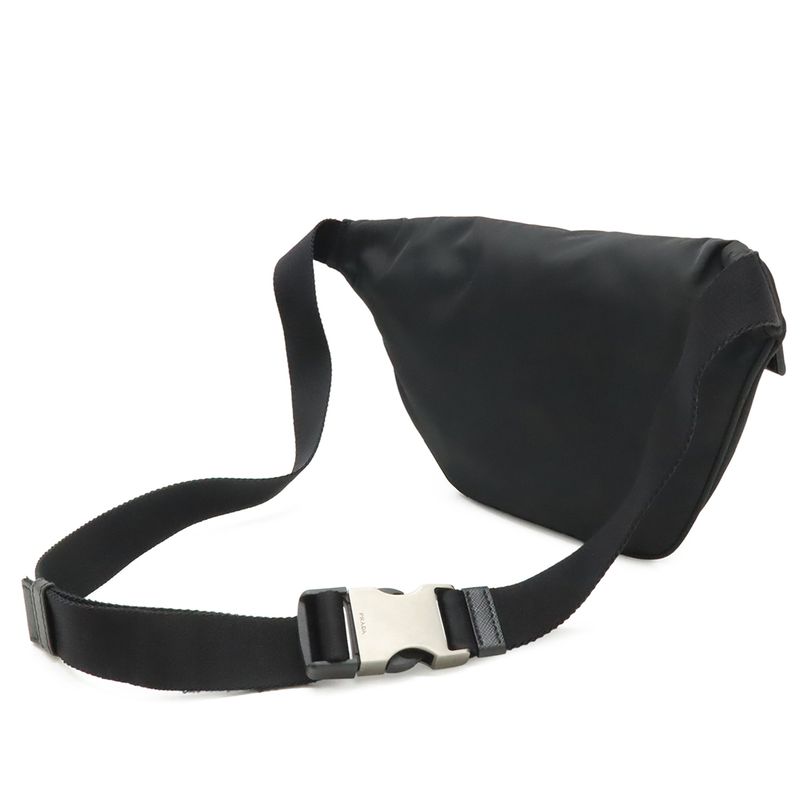 Prada Re-Nylon Logo Triangle Belt Bag Waist Pouch Hip Nylon Nero Black Silver