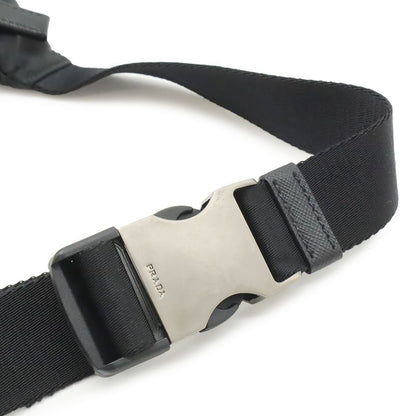 Prada Re-Nylon Logo Triangle Belt Bag Waist Pouch Hip Nylon Nero Black Silver