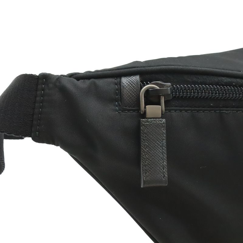Prada Re-Nylon Logo Triangle Belt Bag Waist Pouch Hip Nylon Nero Black Silver
