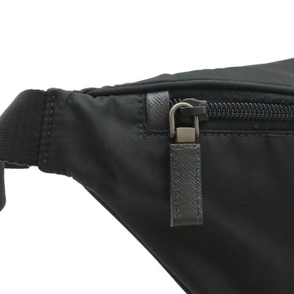 Prada Re-Nylon Logo Triangle Belt Bag Waist Pouch Hip Nylon Nero Black Silver