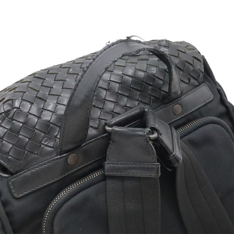 Bottega Veneta Intrecciato Backpack Nylon Leather Black