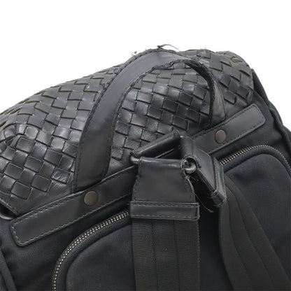 Bottega Veneta Intrecciato Backpack Nylon Leather Black