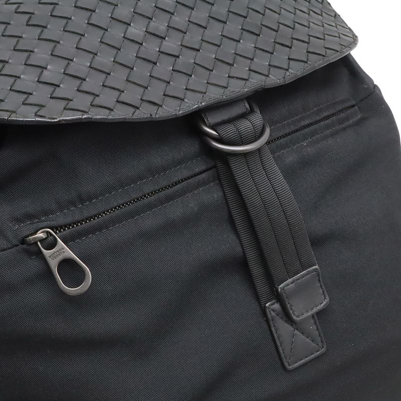 Bottega Veneta Intrecciato Backpack Nylon Leather Black